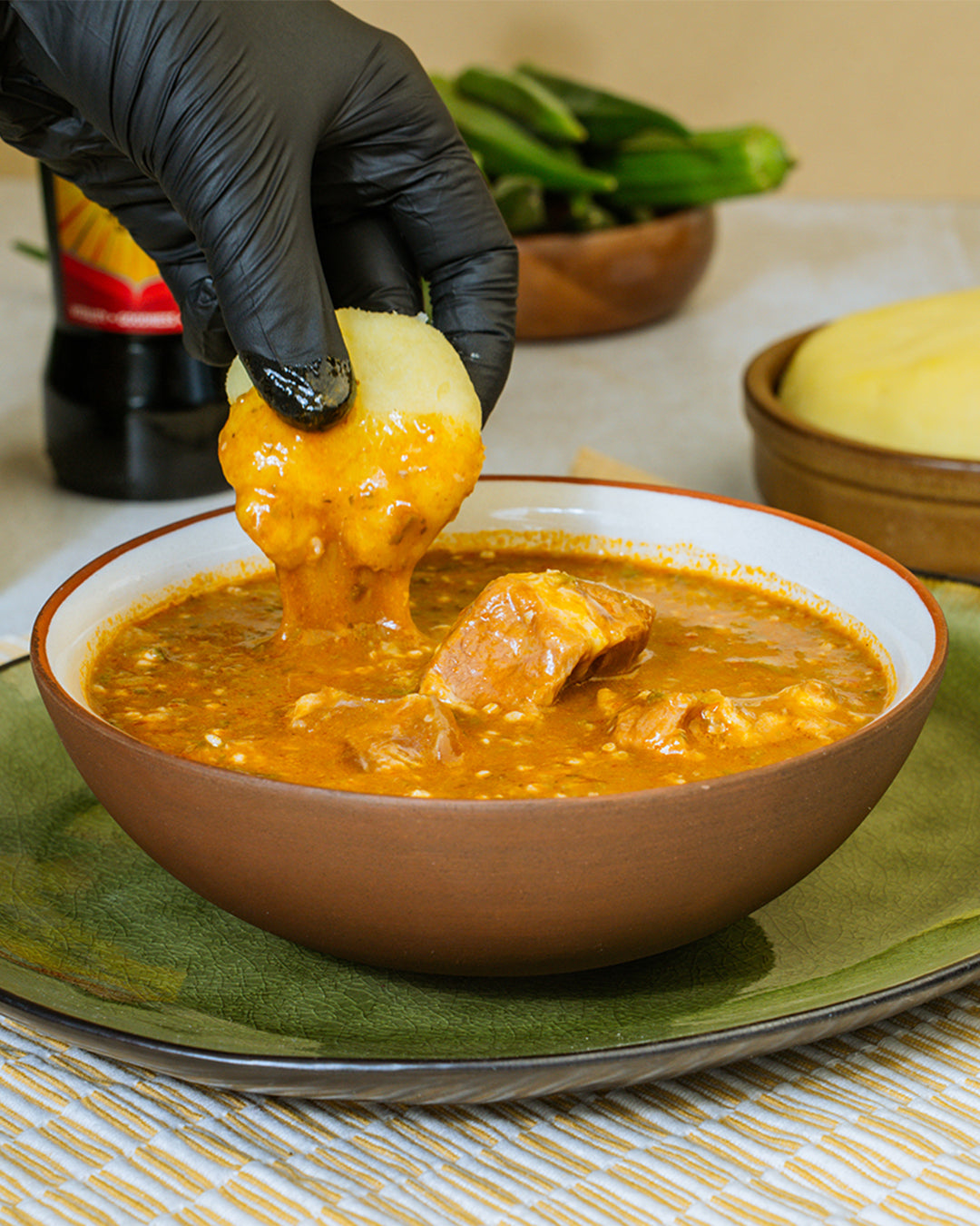 Fufu with Okra Soup (10 Portionen)