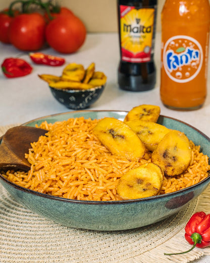 Jollof Rice mit Plantain (10 Portionen) - Fertiggericht